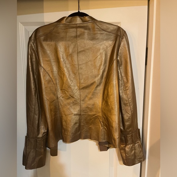 Gold leather vintage leather jacket size 16 - Picture 3 of 6
